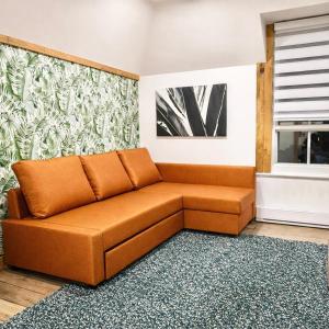 a brown couch in a living room with a window at Le Wolfe - 2 Bedrooms - 2 min Falls - Free Parking in Boischâtel +47 photos
