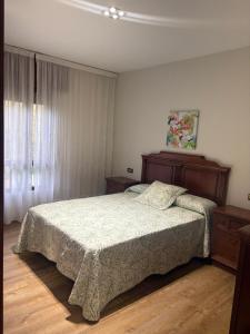 a bedroom with a bed and a window at Casa Hipólito in A Estrada +27 photos