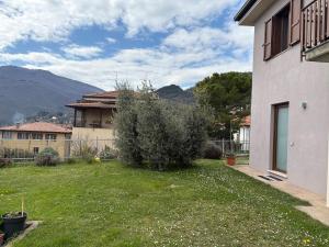 a yard with a house and a bush at Casa Rosetta in Tignale