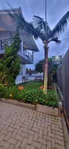 a palm tree in front of a building at Pousada Recanto do Mar in Navegantes