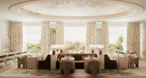 a rendering of a dining room with tables and chairs at Relais d'Amboise - The Leading Hotels of the World in Amboise