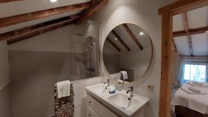 a bathroom with a sink and a mirror at Refuge des Sottais in Burg-Reuland +18 photos