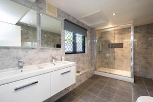 a bathroom with a sink and a shower at Gildridge in Lewes +42 photos