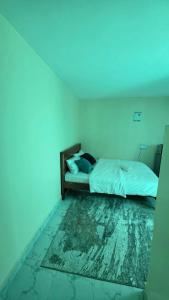 a bedroom with a bed in a blue room at EasyNest in Kinoo
