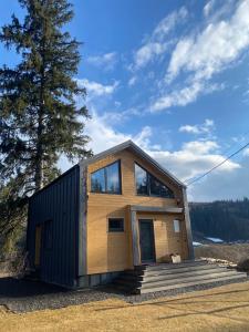a tiny house on a hill with a tree at Luxury Home in Slavske