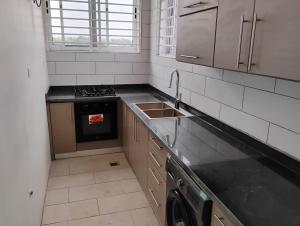 a kitchen with a sink and a stove at Chateau de Mankosah in Accra