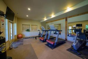 a gym with several exercise equipment in a room at Powder Mtn Retreat MH110 Near Powder Mtn Hot Tub in Eden