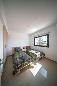a bedroom with two beds and a window at Elia House In Kapparis in Paralimni +50 photos