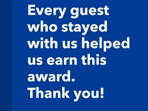 every guest who stayed with us helped us earn this award thank you blue font at Karma Chic&Style Intera Villa in Korçë