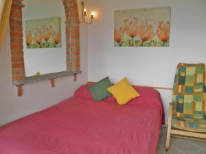a bedroom with a bed and a mirror and a chair at Asti in Gravedona