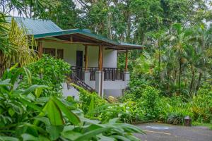 a small yellow house with a green roof at Lost Iguana Resort and Spa in Fortuna