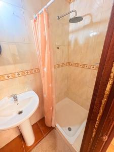 a bathroom with a shower and a sink at Cozy apartment Elvas1 in Elvas