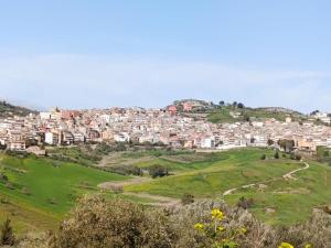 a city on top of a hill with houses at Casa Vacanze Scyauru in Santa Elisabetta
