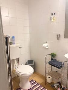 a small bathroom with a toilet and a sink at Soeterus Guest Farm in Calitzdorp +36 photos
