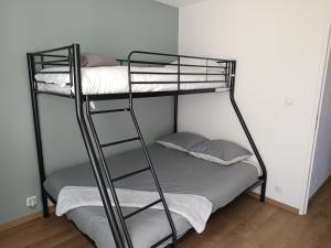 a black bunk bed with pillows on it at Porte de secours in Albertville