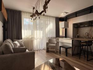 a living room with a couch and a table at Apartament Katowicka 23 in Poznań +13 photos