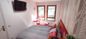 a bedroom with a bed and a television on a wall at Carlina Canfranc in Canfranc-Estación