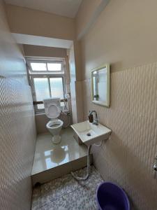 a bathroom with a toilet and a sink at Himalayan Meadows in Darjeeling +35 photos