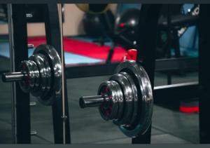 a pair of dumbbells in a gym at Imperial Hotel in Kapan