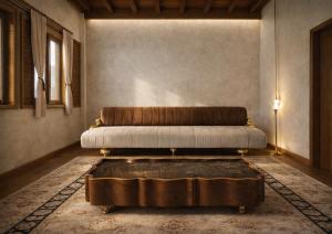 a living room with a couch and a coffee table at Fabrizio del Carretto in Rhodes Town