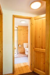 a bathroom with a toilet and a tub and a window at Sruby Peřeje in Ostravice