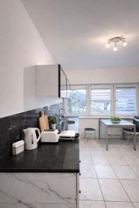 a kitchen with a sink and a counter top at Monteurzimmer Saarland in Merchweiler