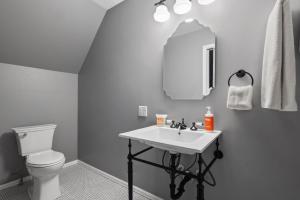 a bathroom with a sink and a toilet and a mirror at 320 8th Avenue in Ouray +30 photos