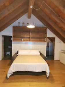 a bedroom with a large bed in a attic at Antico Borgo 2 in Cadarese