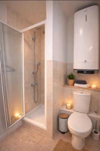 a bathroom with a shower and a toilet at La Petite Escale Manosquine in Manosque