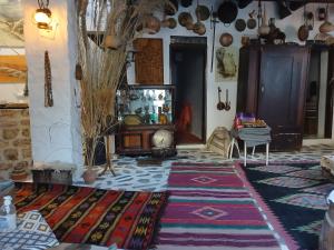 a living room with a rug on the floor at Edward Lear - Heritage Guest House in Berat