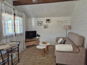 a living room with a couch and a tv at Casa Rural Las Bodegas in Setenil