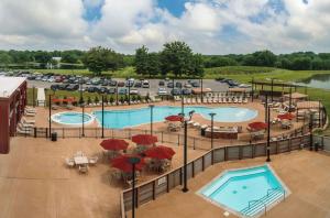 an aerial view of a pool at a resort at Walker's Bluff Casino Resort in Carbondale