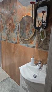 a bathroom with a sink and a mirror at Seravale in Serravalle