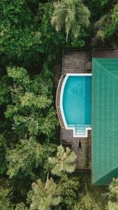 an overhead view of a swimming pool in a forest at Moconá Virgin Lodge in Moconá Falls