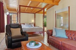a living room with a couch and a bed at Ironbark Villa 2 in Halls Gap