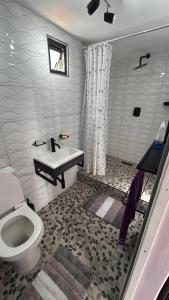 a bathroom with a toilet and a sink at Marina Dreams Studio Apartment in Marina Da Gama +17 photos