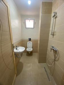 a bathroom with a toilet and a sink and a shower at Villa Prestige sfax in Sfax
