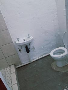 a bathroom with a sink and a toilet at THEMBAGUESTHOUSe in Benoni