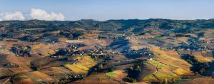 an aerial view of a village on a mountain at A 4 chilometri dal belvedere più bello delle Langhe in La Morra
