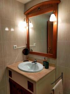 a bathroom with a sink and a mirror at Apartamento Asueto Ordesa in Broto
