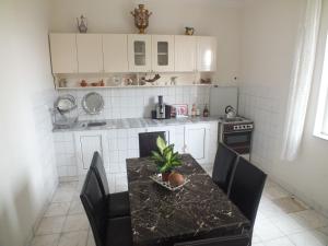 a kitchen with a table with a plant on it at Guest House Lazuri in Sarpi
