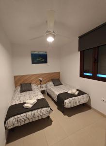 a bedroom with two beds and a window at The New House in Tabernas