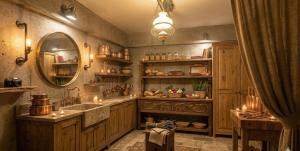 a bathroom with a sink and a mirror at Zefir Apart in Ordu +13 photos