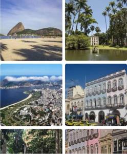 a collage of photos of buildings and a city at Studio Catete Flamengo in Rio de Janeiro