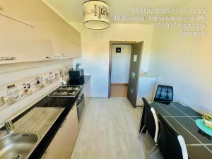 a kitchen with a sink and a stove top oven at Boulevard residence in Alba Iulia +14 photos