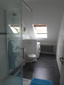 カシュトロップ・ラウクセルにあるApartment 1Gのバスルーム(シャワー、トイレ、シンク付)