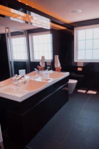 a bathroom with a large sink and a toilet at BIEI TERRACE 2nd Floor - 2F専用独立玄関 - 2F占有127平米2LDK - 大型バスルーム, 85型スマートTV, 無料Wi-Fi -駅前通り景観条例指定地区 in Biei