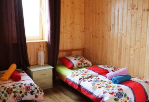 a bedroom with two beds and a window at Shambhala in Czarnów