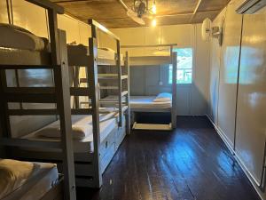 a room with several bunk beds in it with a window at Ohlala Guesthouse in Perhentian Islands