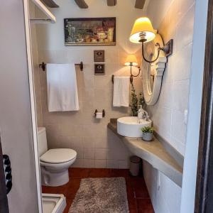 a bathroom with a sink and a toilet at Casa Rural Concejos in San Román de Cameros +21 photos